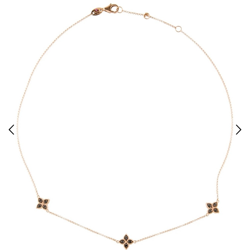 Roberto coin 18k rose gold princess necklace with black and white diamonds